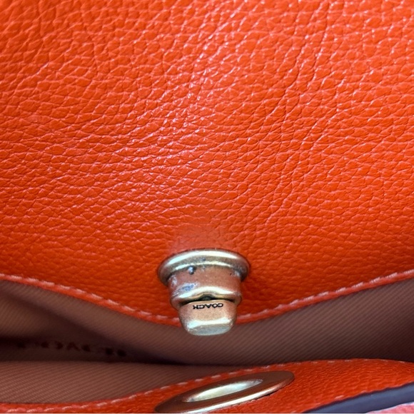 Coach Small Pebble Leather Chaise Crossbody Shoulder Bag Orange C8483 - Picture 3 of 15